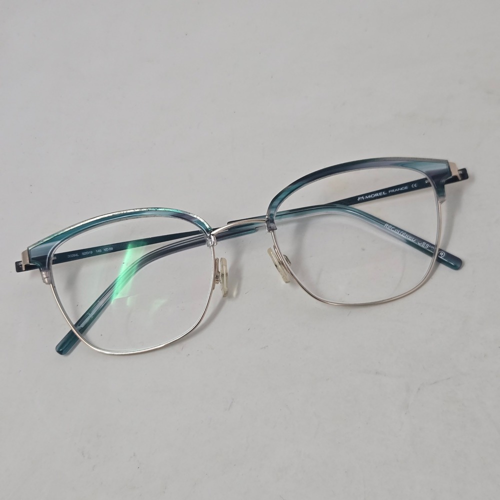 Morel France 30284L Teal Gold‎ Browline Cat Eye Eyeglasses Frames 52-19-145